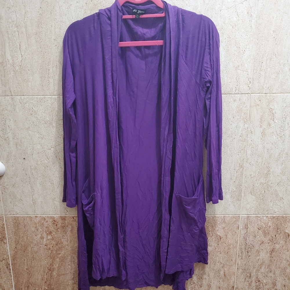 Purple long sleeve jersey cardigan